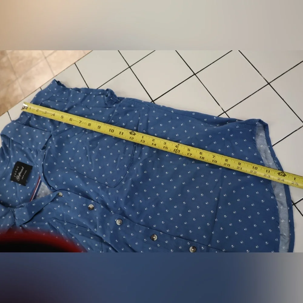 JACH’s Girlfriend Blue & White Sleeveless Button Down Top - Picture 7 of 7